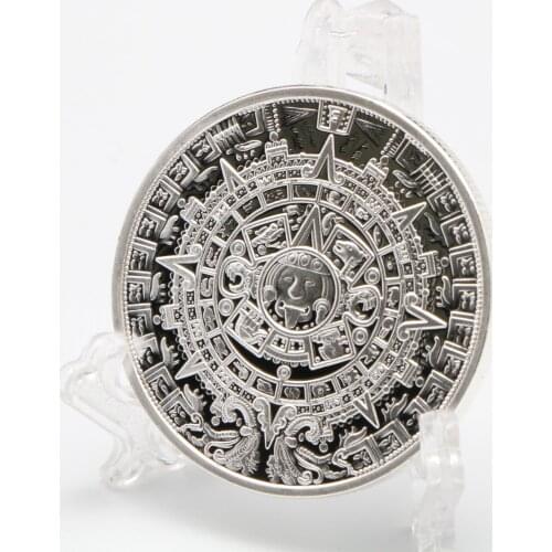 Maya Silver Plated Coin Mexico Mayan Prophecy Calendar Antique Souvenir Coins Vintage Polish Coin Collectible Gifts