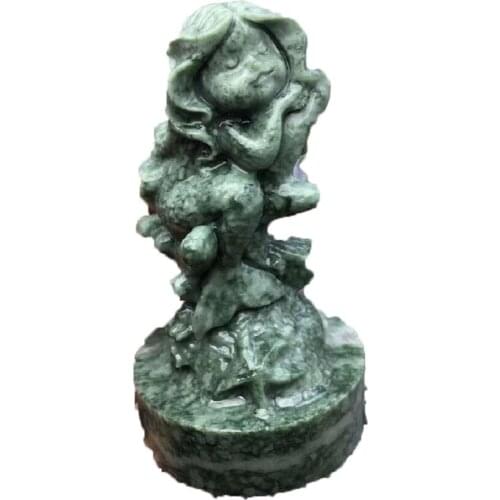 Natural Quartz Carved Mermaid Angel Statue Chakra Healing Gem Reiki Energy Guardian Home Decoration Craft Gift