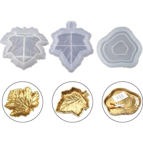 Maple Leaves Ashtray Resin Silicone Mold Irregular Round Ashtray Resin Casting Molds Jewelry Tray Dish Resin Molds Tools