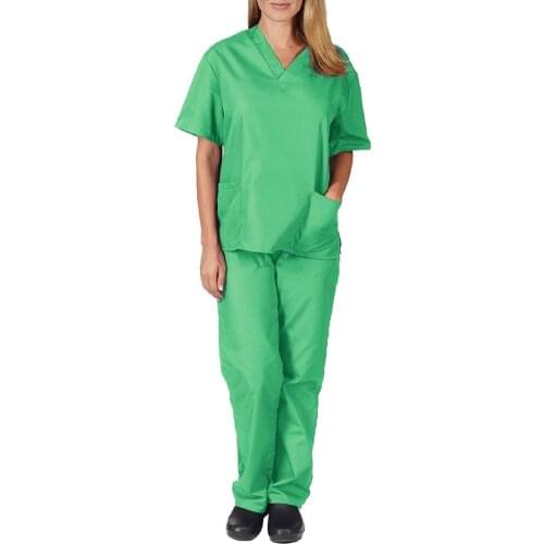 Men Women Short Sleeve V-neck Tops+pants Nursing Working Uniform Set Suit Nursing Working Uniform Set Suit Nurse Uniform 2020