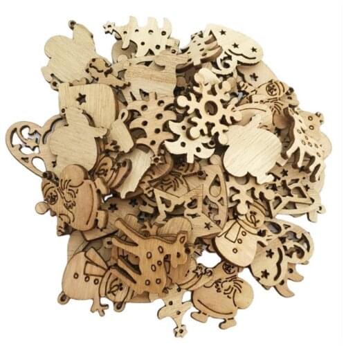 50pcs Wooden Xmas Tree Hanging Ornament 2021 Navidad Christmas Party Decorations for Home 2022 New Year Santa Snowman Gift Decor