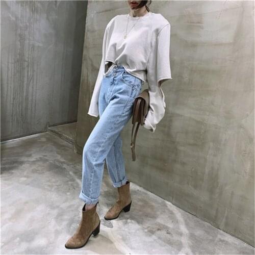 Streetwear Vintage High Waist Straight Jeans Pant Women Loose Female Denim Jeans Buttons Zipper Ladies