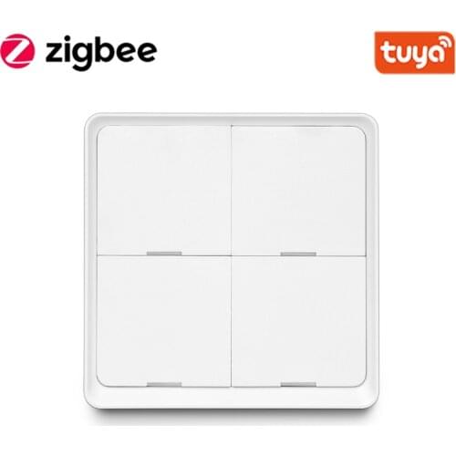 Tuya Smart Zigbee 4 Gang Wireless Switch Sticker Battery Power Scenario Switch Support Zigbee2mqtt Home Assistant Smart Home Aut