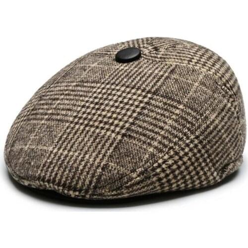 Unisex thick warm fluffy berets winter mens earmuffs hats for men new simple casual flat caps beret black cap brands Dads hat