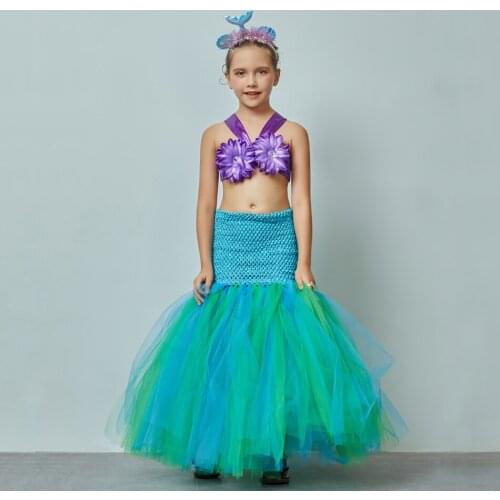 Green Mermaid Costume Outfit Girl Princess TUTU Baby Cosplay Cloth Fancy Dress for Masquerade Halloween School Party Photo Props