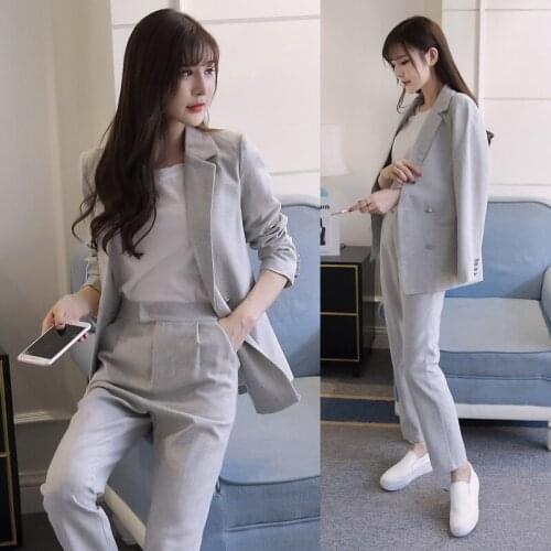 Womens suits thickened small suit trousers two sets of women 2019new autumn and winter OL womens casual solid color wild loose
