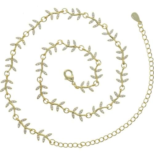 Luxury Handmade Leaf charm Paved Cubic Zirconi CZ Tennis Choker Necklaces for Women Wedding Banquet Party Jewelry Drop ship