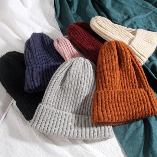 Unisex Candy Colors Winter Hat Women Knitted Hat Warm Soft Trendy Hat Kpop Style Wool Beanie Elegant All-match Hat