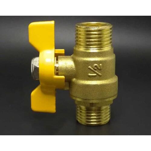 1/2" BSP Male to Male Thread Brass 2 Way Shut Off Ball Valve With Butterfly Handle