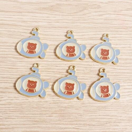 10pcs 22*24mm Airplane Charms Enamel Cartoon Bear Charms Pendants for Making Necklaces Earrings Keychain DIY Jewelry Findings