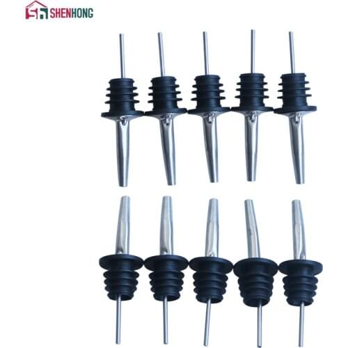 SHENHONG 10 Pieces Stainless Steel Classic Bottle Pourers Tapered Spout Liquor Spirit Free Flow Wine Bottle Pour Stopper Oil