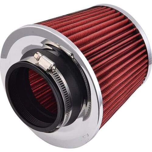 1x 75mm Universal Fit Cold Air Intake Round Cone Filter KN Type Red Air filter Auto Replacement Accessories