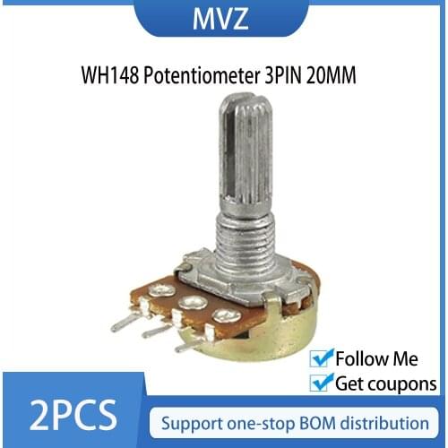2pcs WH148 B1K B2K B5K B10K B20K B50K B100K B500K 3Pin 20mm Shaft Amplifier Dual Stereo Potentiometer 1K 2K 5K 10K 50K 100K 500K