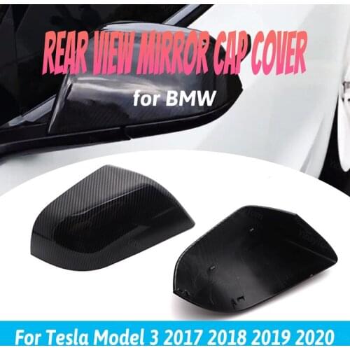 2pcs High Quality Side Car Styling Shell Rearview Mirror Cover Caps Carbon Fiber Pattern for Tesla Model 3 2017 2018 2019 2020