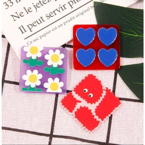 4pcs Flower Square Heart Charms Resin Earring DIY Jewelry Accessories