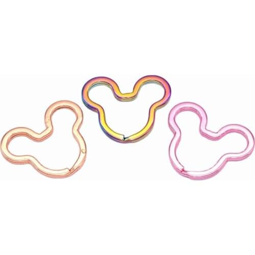 40mm Mouse Shape Key Ring Jump Ring Leather Craft for Key Chains Connectors For Jewelry Making Supplies DIY 5pcs