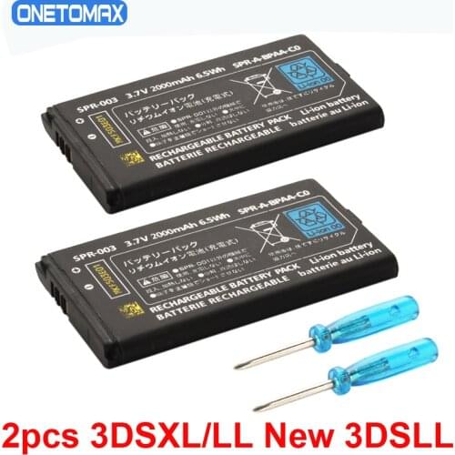 2000mAh 3.7V Rechargeable Li-ion Battery Pack For Nintendo 3DS LL 3DS XL New 3DS XL New 3DS LL Replacement Battery with Tools