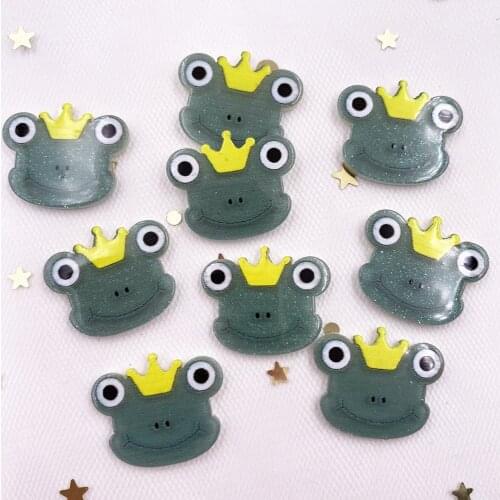 Glitter Colorful Crown Frog Flatback Plastic Sheet Miniature Pattern Home Decor Crafts Making Childrens Clip Accessories OF969
