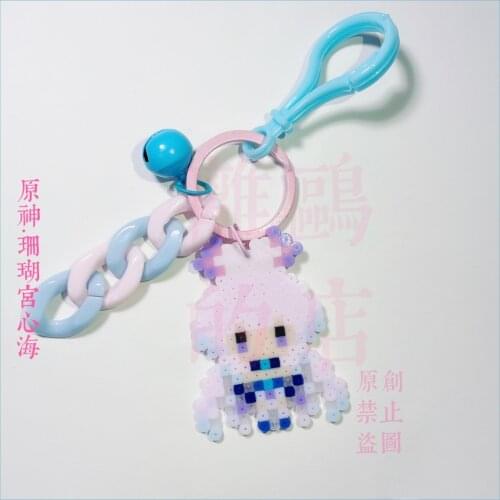 Anime Genshin Impact Sangonomiya Kokomi Pixel Style Keychain Collection Cartoon Small Pendant School Bag Itabag Keyring Gifts