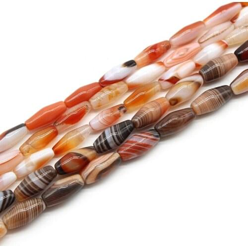 Wholesale Natural Botswana sardonyx Onyx Agates Stone Beads DIY Rice Tube Loose Spacer Beads For Jewelry Making Strand 15 Inch