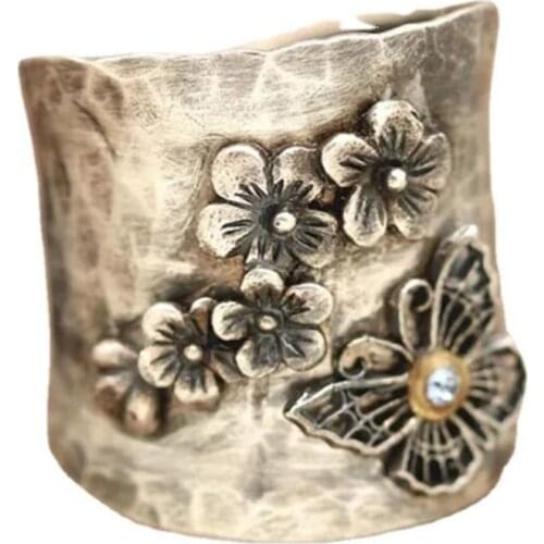 European And American Simplicity Design Butterfly Flower Retro Ring Index Finger Ring For Womens Party Accessories