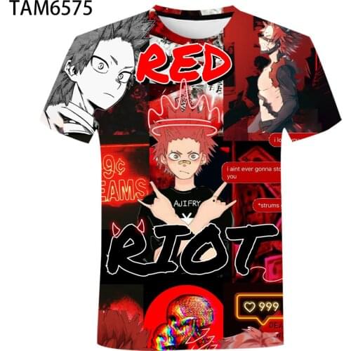 Red Riot Boy/Girl Summer Short Sleeve T-Shirt Japan Anime 3D Youth Street Style Fashion Childrens Oversize Top