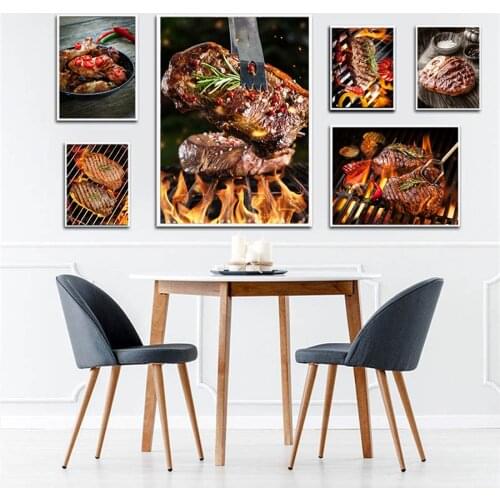 Delicious Steak Chili Fire BBQ Kitchen Decor Nordic Posters And Prints Wall Art Canvas Painting Wall Pictures For Living Room