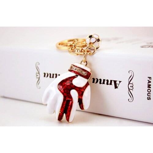 Rhinestone Crystal Creative Alloy Football Gloves Keychains Football Souvenir Fan Loves Gift Unisex High Quality