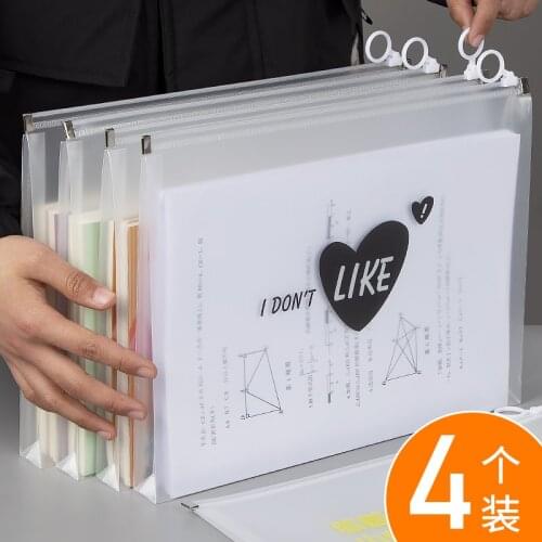 Desk Stationery Organizer Waterproof A4 Document Bags Large-capacity Transparent Plastic Zipper Pouch Simple Test Paper Bags