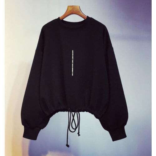 Autumn And Winter Thin Lace-up Long-sleeved Sweater For Women Korean New Loose Simple Coat Ins Short Coat