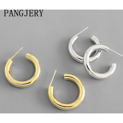 PANGJERY Prevent Allergy 925 Sterling Silver Hoop Earrings for Women INS Fashion Simple Chic Semicircle Party Fine Jewelry Gifts