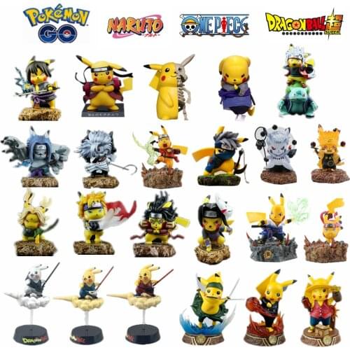 Pikachu Anime Figure Pokemone Manga Figurine Cosplay Kakashi Son Goku Zoro Luffy Sasuke Uzumaki Naruto DBZ Figma Collectible Toy