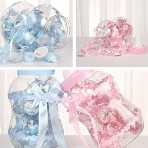 30pcs Baby Girl Boy Plastic Gift Boxes Baby Shower Candy Baptism Box Baby Feeding Bottle Boite Dragees De Mariage Packaging