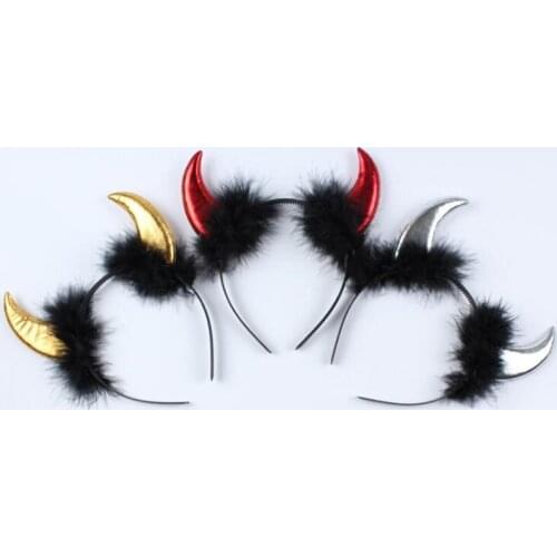 Feather Devil Horn Headband Horn Hair Band Party Favors Halloween Party Cosplay Props halloween costume for kids Christmas
