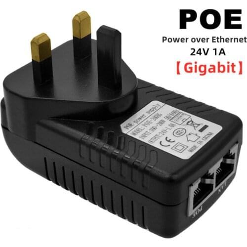 PoE Power Supply 24V/1A POE Injector Ethernet Adapter for CCTV Security Camera Phone US EU UK AU Wall Plug POE Gigabit Adapter