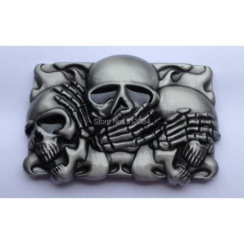 Skull belt buckle with pewter finish plating JF-BY22 suitable for 4cm wideth belt free shipping