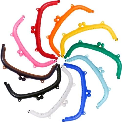 LMDZ 1PC 16.5cm Purse Frame with Hole Kiss Clasp Lock Candy Color Arc Resin Plastic Purse Frame DIY Coin Purse Accessories