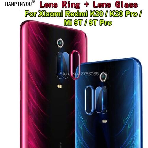 For Xiaomi Redmi K20 Mi 9T Pro Luxury Camera Metal Circle Ring Bumper Case Cover + Lens Tempered Glass Protector Film