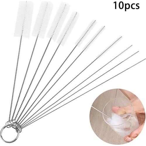 10Pcs/Set Bottle Cleaner Brushes Household Cleaning Nipple Bottle Brush Tube Pipe Straw Brushes Milk Bottle Cleaning Supplies