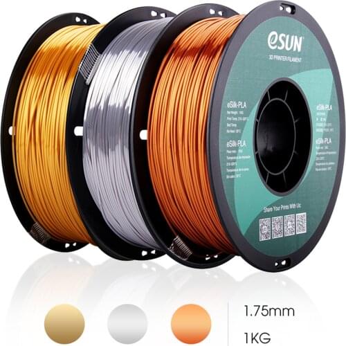 ESUN 3D Printer Silk Shiny PLA Filament 1.75mm Metalic Silk Filament Dimensional Accuracy +/- 0.05mm 1KG Spool (2.2 LBS)