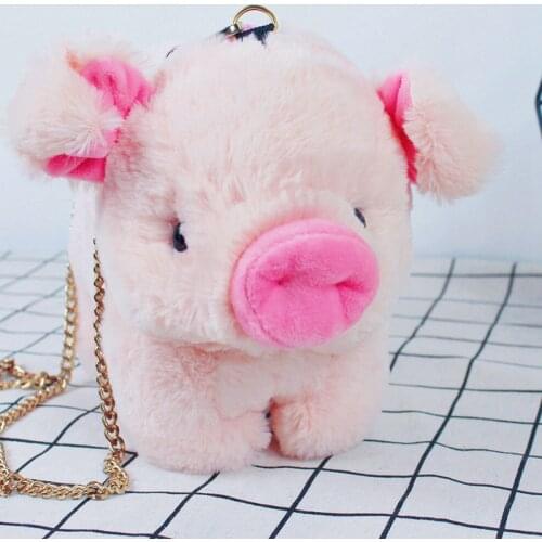 30x25cm Pink Pig Crossbody Bag Soft Plush Backpack Cute Cartoon Piggy Baby Animal Toy Plush Backpack Kids Girl Outdoor Bags