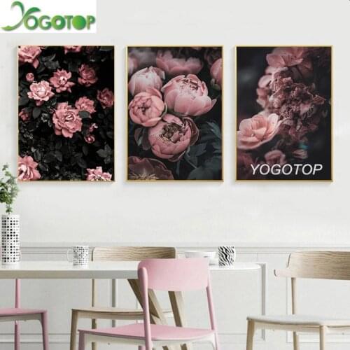 Triptych pink Peony Rose Flower 5D Diy Diamond Painting Full Drill mosaic Embroidery Handicraft rhinestone Room Decor 3pcs ML924