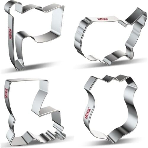 ZADE National Flag Shield Map Cookie Cutter For U.S.A Biscuit and Fondant Cutter - Stainless Steel