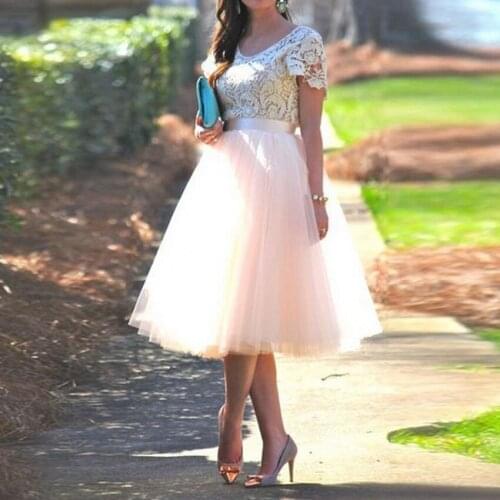 Pink Europe Summer Tutu Skirts Grunge Jupe Female Puff Women Tulle Skirt High Waist Faldas Saia Jupe 5 Layers Midi Skirts