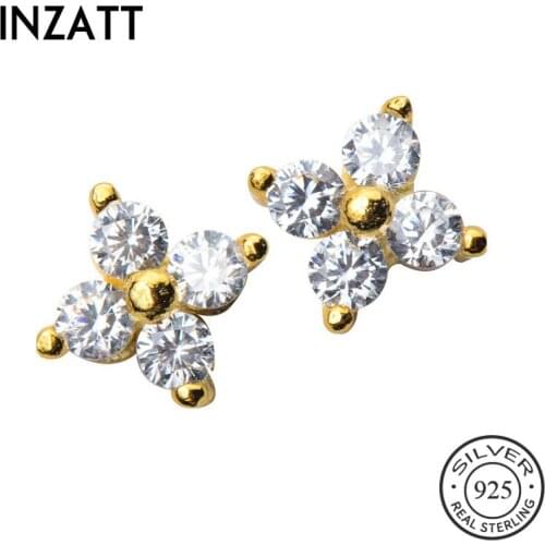 INZATT Real 925 Sterling Silver Tiny Zircon Stud Earrings For Charming Women Cute Fine Fashion Jewelry 2019 Accessories Gift