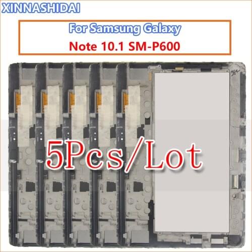5PCS/LOT For Samsung Galaxy Note 10.1 SM-P600 P605 P601 P600 LCD Display with Frame Touch Screen Digitizer Sensors Test Tablet