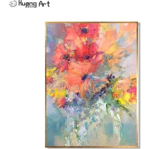 100% Hand-painted Knife Flower Oil Painting on Canvas Abstract Wall Pictures for Home Decoration Blooming Flower Oil Painting
