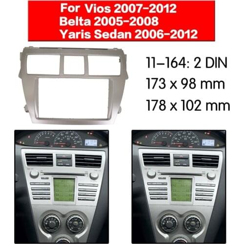 2 DIN Car Stereo Radio DVD Player Frame Fascia Panel Trim for Toyota Vios 2007-2012, Belta 2005-2008, Yaris Sedan 2006