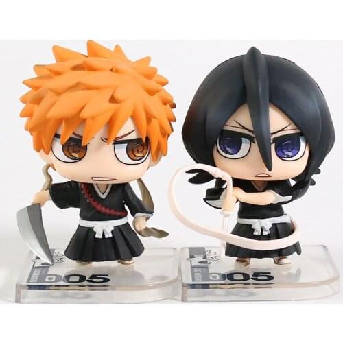 2pcs/set Anime Bleach Kurosaki Ichigo Kuchiki Rukia 005 PVC Figure Collectible Model Kids Toys Doll