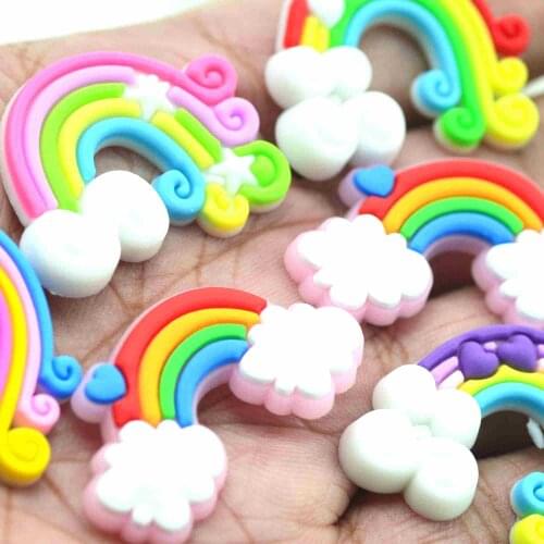 20PCS MIxed Colors Soft Rubber Flat back Rainbow Cabochons |wedding Party decorating|Cake Toppers|Baby Shower Crafting Supplies